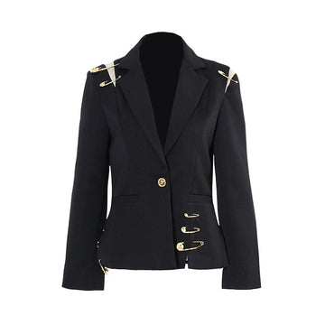 Gold Pins Black Blazer - SunsetFashionLA